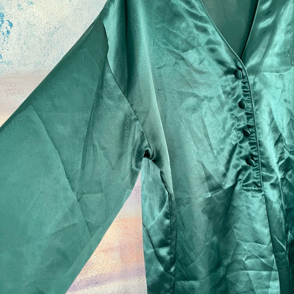 Victoria's Secret Vintage Gold Label Satin Sleep Nightshirt Green Size Medium - Picture 5 of 9